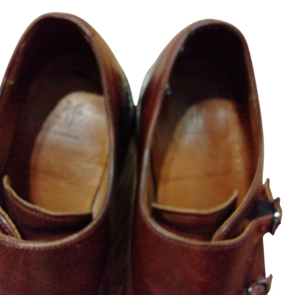 FRYE James Double Monk Strap Square Toe Shoe Men's Brown Dress Shoes Size 10